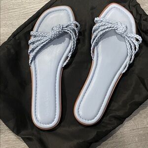 Saks Fifth Avenue Pale Blue Braided Slide Sandals